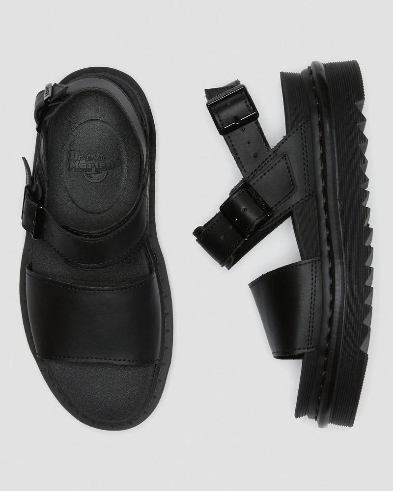 Dr Martens Voss Lær Gladiatorsandaler Dame Svarte | Norge 485CTV